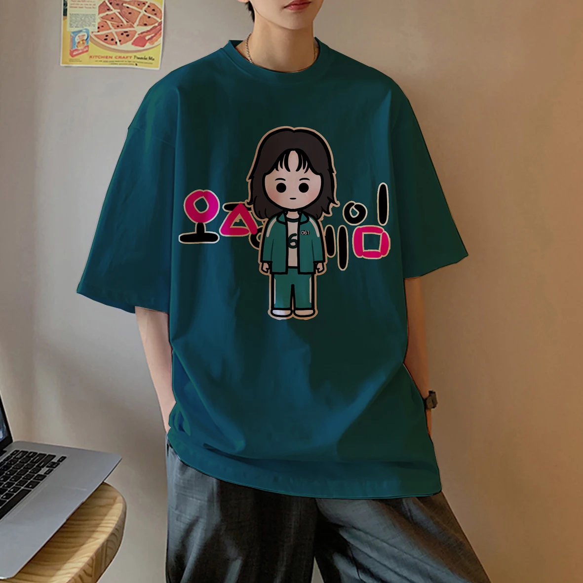 

Korean Hot TV Squid Game Male Oversized T-shirt Streetwear 3D Printing Oversized T-shirt Harajuku Tops Male Tees Unisex T-shirts