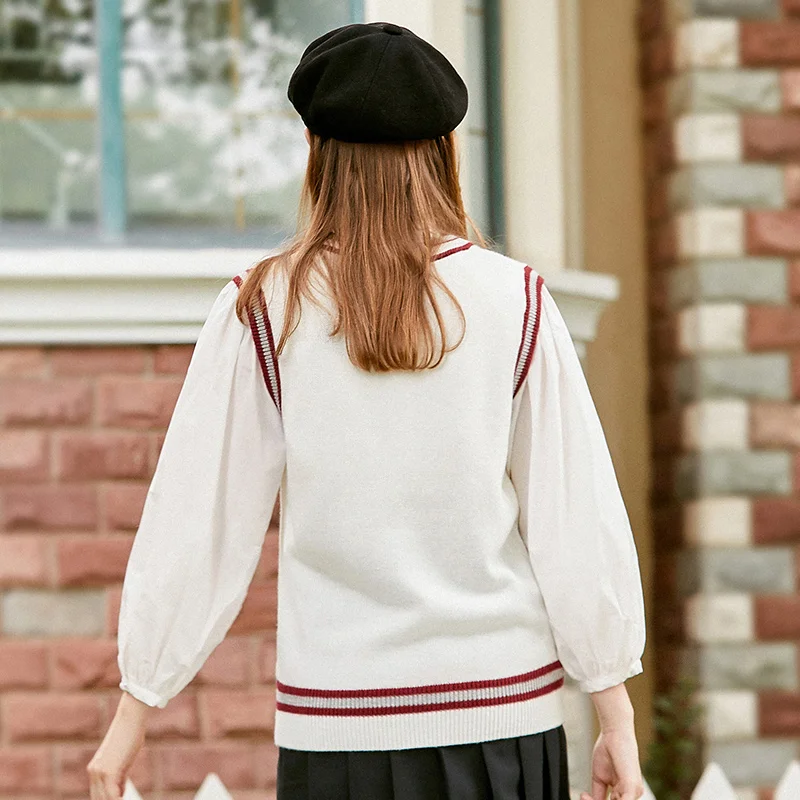 

SEMIR 2021 Autumn New Women Knitted Vest Japanese Youth Leisure College Wind Woolen Vest Sweet Spring Clothes