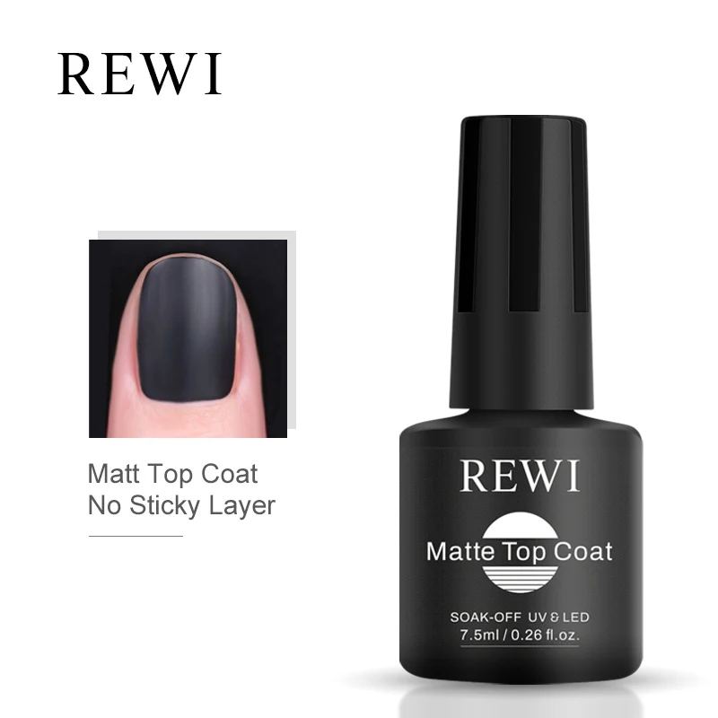 

REWI 7.5ml Nail Gel Polish Matt Top Coat Transparent Varnish Soak Off UV Gel Long Lasting Nails Art Manicure Topcoat Varnishes