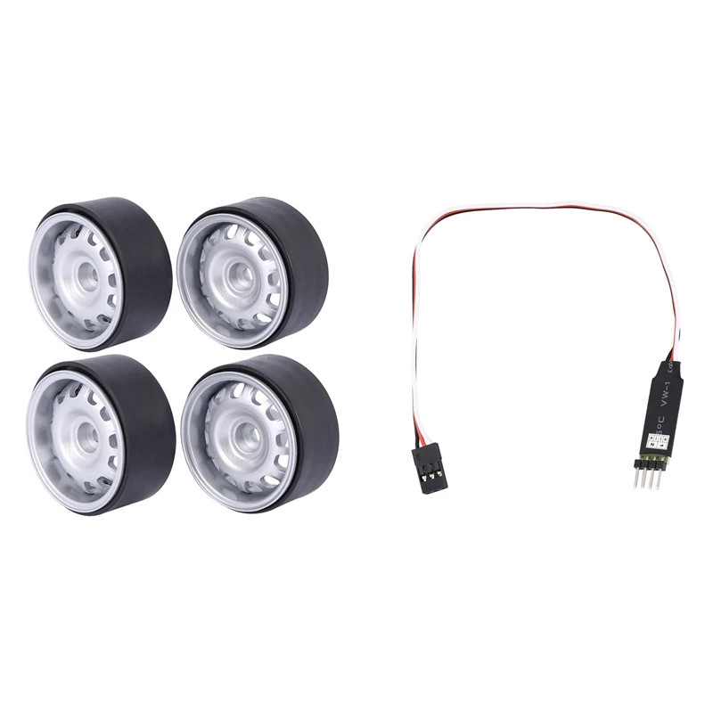 

LED Lamp Control Panel System Turn On/Off 3CH With 4Pcs 1.9Inch Beadlock Wheel Rim Hub For 1/10 Rc Car Axial Scx10 Trx4