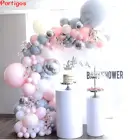 Макарон пастельно-розового, белого, серого и латексные воздушные шары-гирлянды Арка Baby Shower одежда для свадьбы, дня рождения конфетти серебро 4D шар Декор