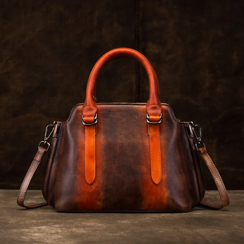 

Новинка 2021, Женская Ретро сумка на одно плечо, Диагональная Сумка, ручная работа, Воловья кожа, верхний слой, Воловья кожа, модная универсаль...