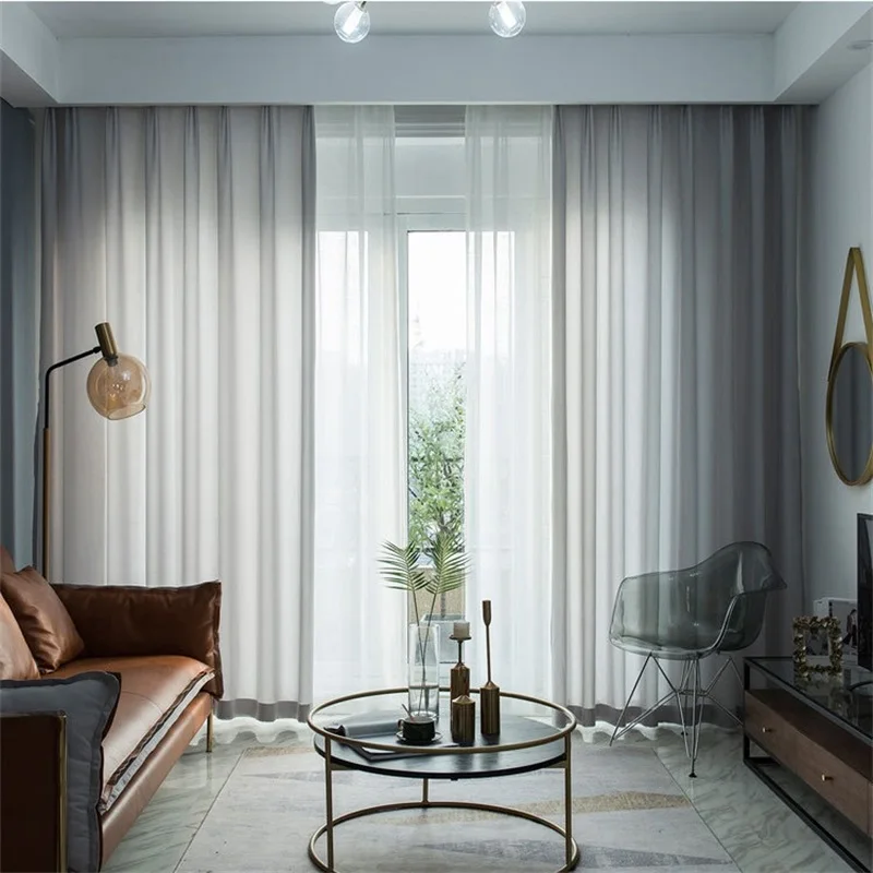 Современные Плотные шифоновые тканевые оконные шторы для гостиной спальни темно