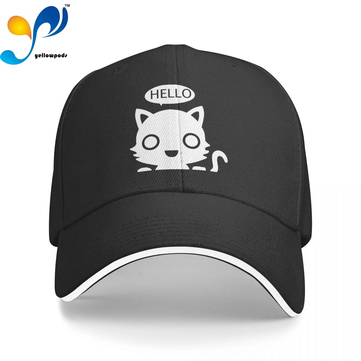 

Cute Cat Hello Printed Trucker Cap Snapback Hat for Men Baseball Valve Mens Hats Caps for Logo