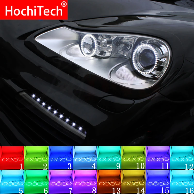 

Headlight Multi-color RGB LED Angel Eyes Halo Ring Eye DRL RF Remote Control For Porsche Cayenne 957 2007 2008 2009 Accessories