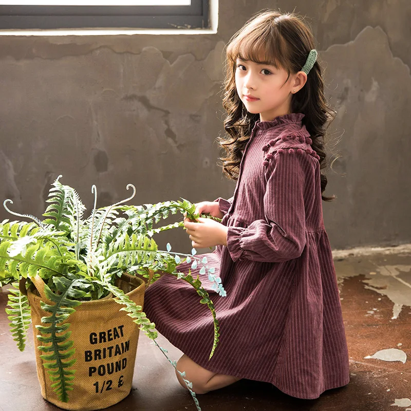 

Girl Striped Dress Long-sleeved 2019 Autumn New Children Princess Dress Baby Dress Toddler Cotton Dress,#3302
