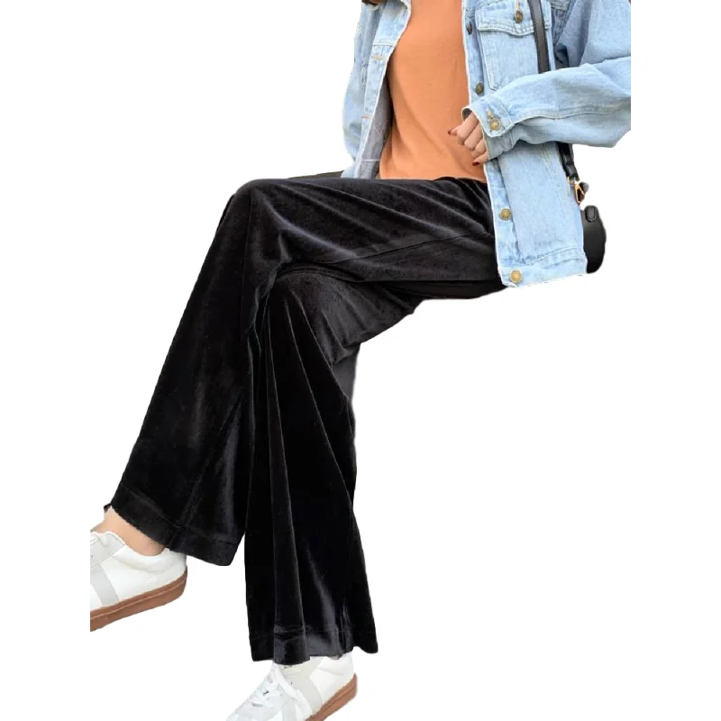 

XS-4XL Winter Velvet Thick New Straight Wide Leg Womens Trousers Autumn Streetwear Chic Pants Women High Waist Plus Size Loose