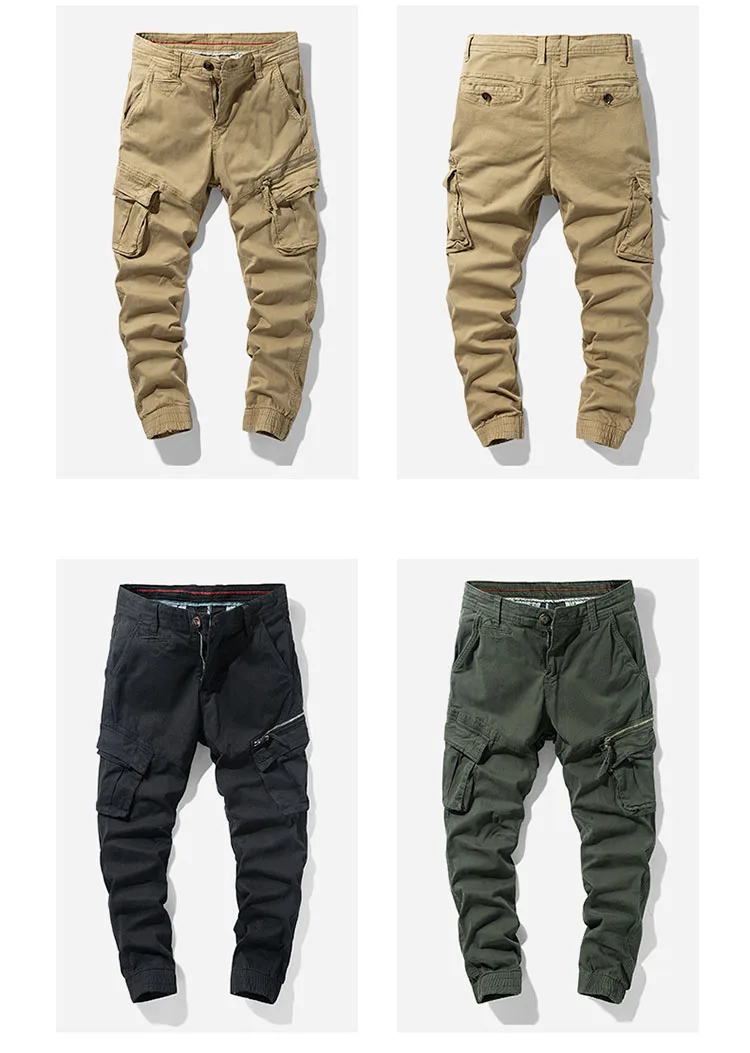 

iSurvivor 2021 Autumn New Style Men's Cotton Casual Pants With Pure Color Fashion Trendy Tooling Elastic Waist Trousers