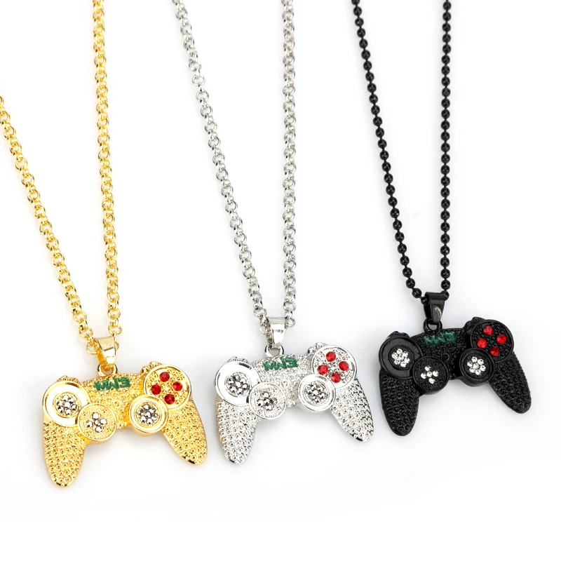 

Gamepad With Rhinestones Necklace for Women Men Game Controller Pendant Choker Charms Jewellery Necklaces for Teen Girls