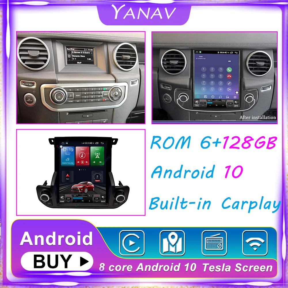 Автомагнитола 2 Din Android 10 128 ГБ мультимедиа для Land rover discovery 4 2009 + - купить по выгодной