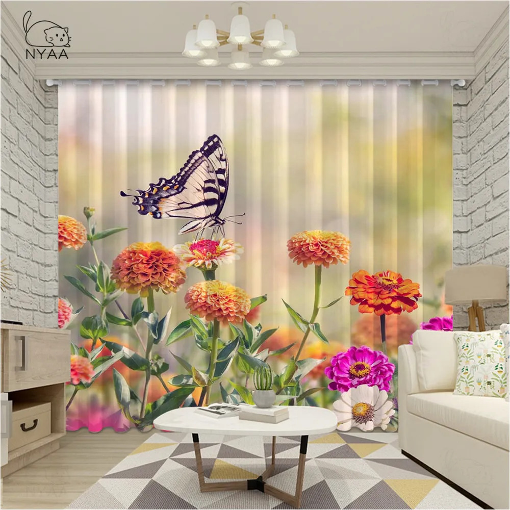 Занавеска с 3D волшебными бабочками для гостиной розовая драпировка ванной