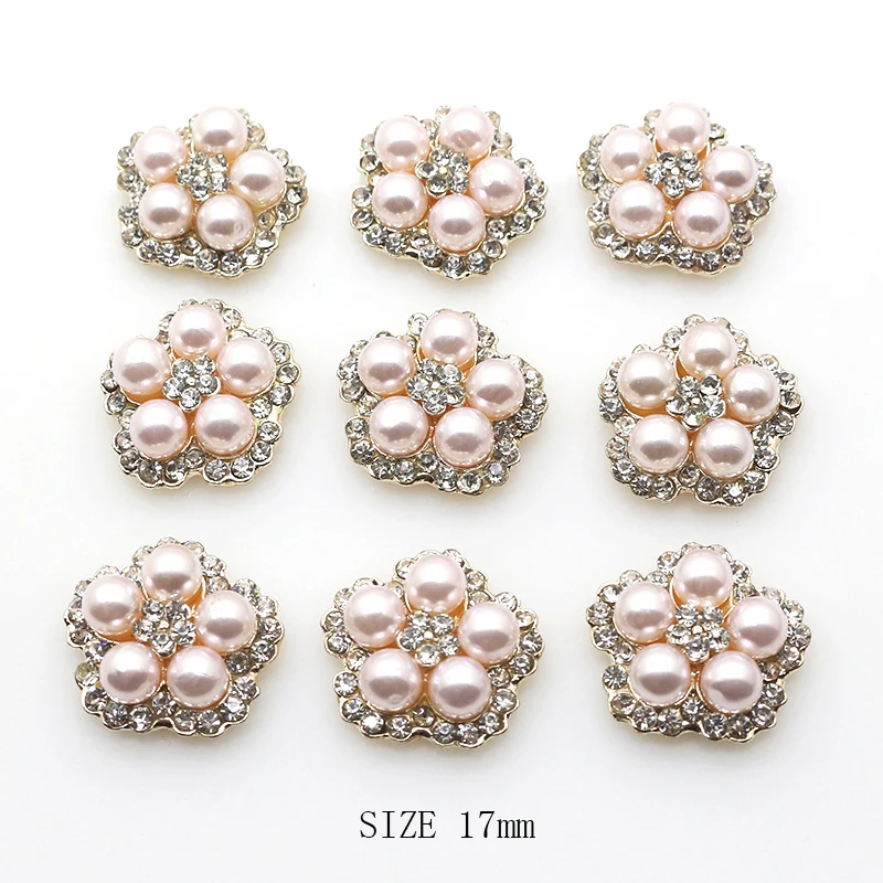 Горячая распродажа 10 шт./лот 17 мм круглые с горным хрусталем и жемчугом кнопки