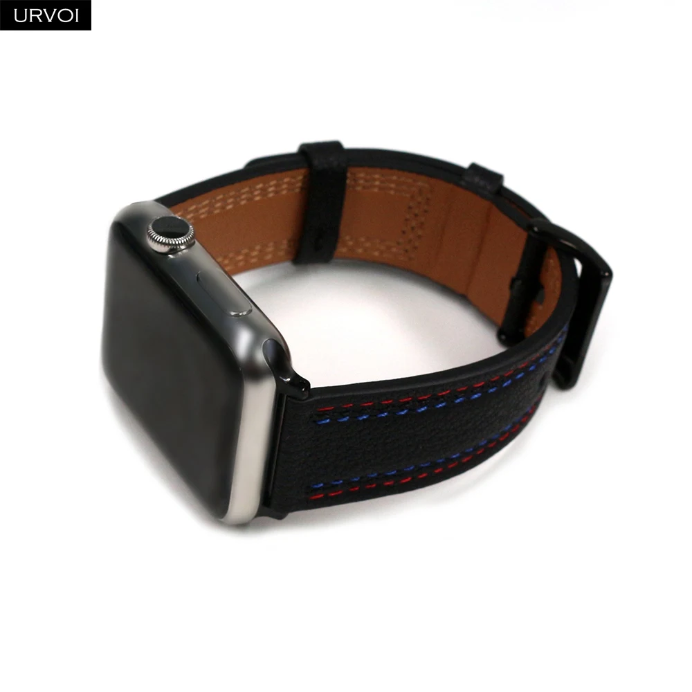 Ремешок URVOI для Apple Watch series 7 6 SE 5 4 3 2 1 браслет из натуральной кожи iWatch стильный