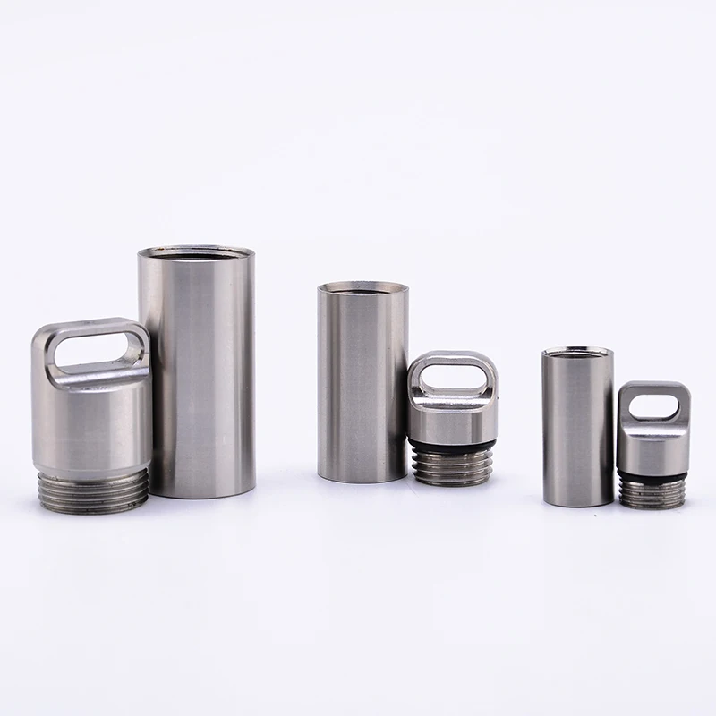 

Outdoor Pendant Survival Waterproof Medicine Pill Box Stainless Steel Seal Cabin Camping Sealed Drug Cigarette EDC Container