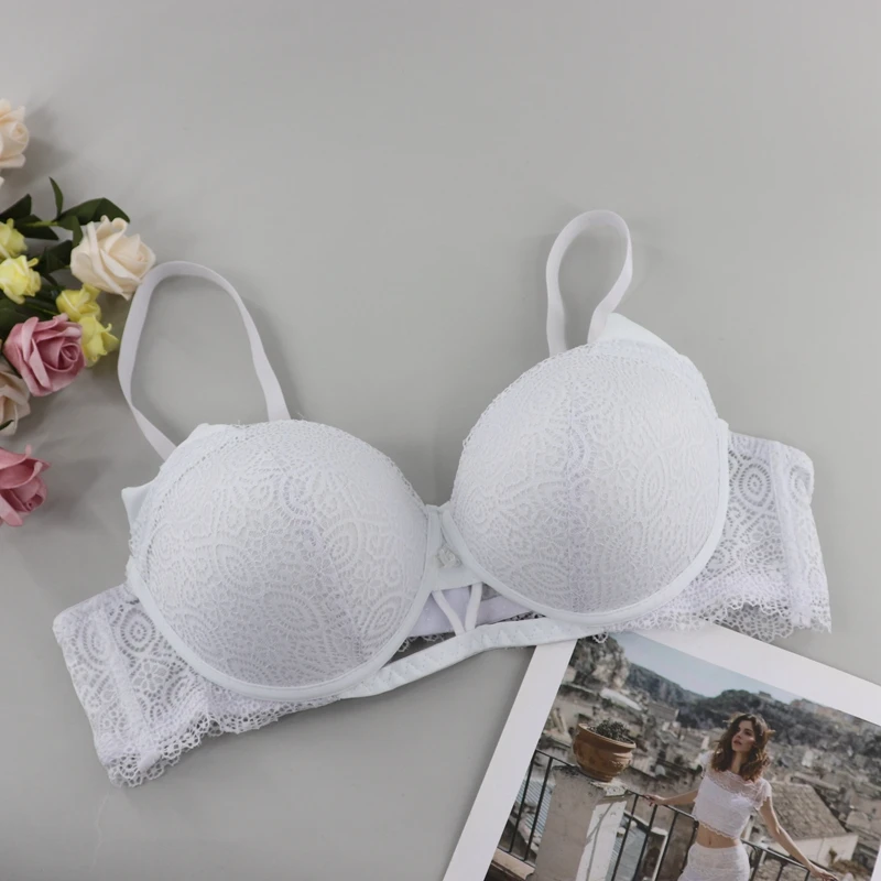 

Czaritza Girls White Lace Bra Underwear with Underwire Ladies Translucent Beauty Back Bra Demi Gather Bras Trendy New Underwear
