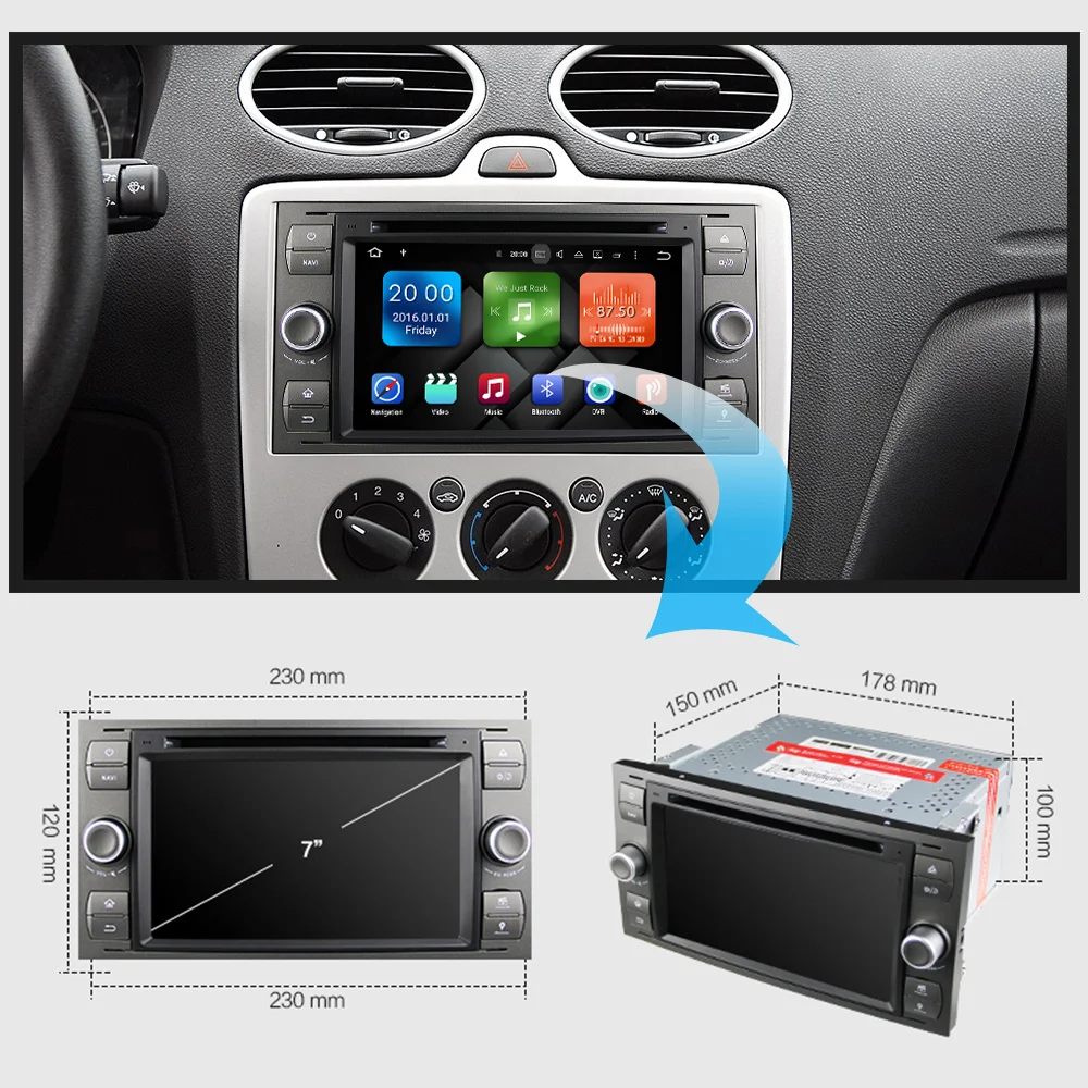 Günstig Eunavi 2 Din Android Auto Radio GPS Für Ford Mondeo S-max Fokus C-MAX Galaxy Fiesta Transit Fusion Verbinden Kuga Multimedia DVD