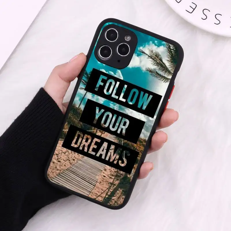 

Phone Case For iPhone 12 11 Mini Pro XR XS Max 7 8 Plus X Matte Travel mountain sea beach quotes1 transparent Cover