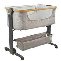 purorigin grey bedside sleeper easy folding portable crib travel cot travel bassinet