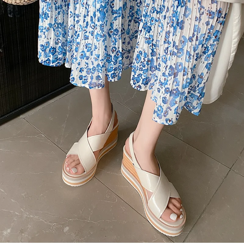

women shoes platform sandals women peep toe high wedges heel ankle buckles sandalia female sandals dress shoes 2021 new shoes