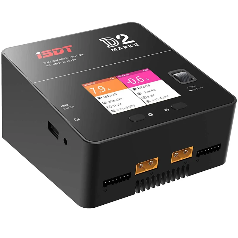 ISDT D2 Mark 2 LiPo зарядное устройство Duo Dis двойное 200 Вт 12A2 AC двухканальный выход 1-6S