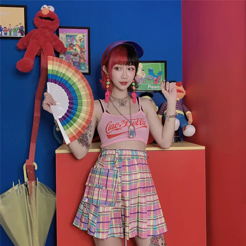 Весна Лето Новые готические панк Харадзюку женские юбки повседневные стильные