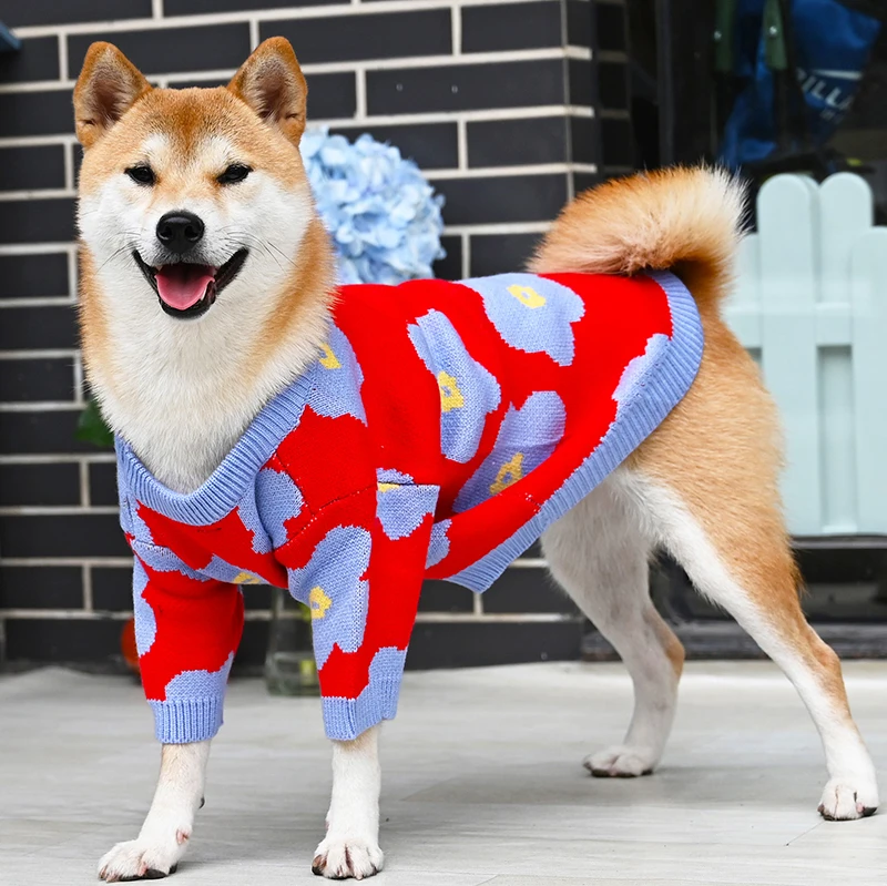 Новая одежда для собак зимняя домашних животных свитер средних и больших жилет