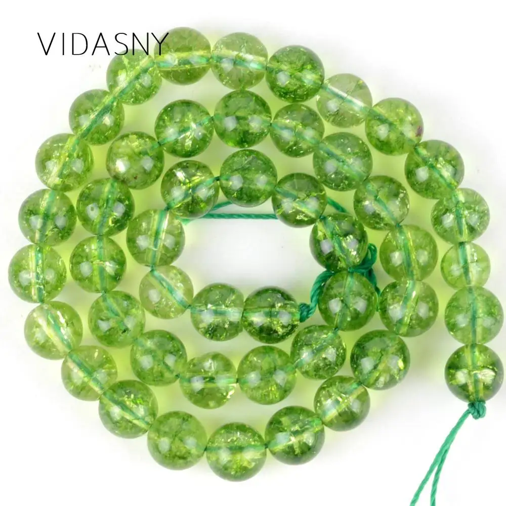 

Natural Gem Olive Green Crystal Stone Round Beads For Jewelry Making 4mm-12mm Loose Beads Diy Bracelet Necklace 15'' Wholesale