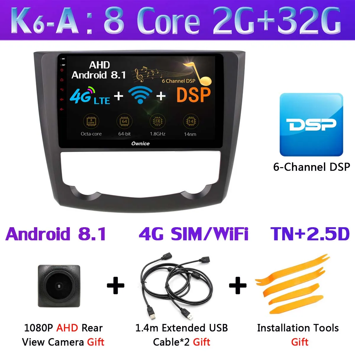 K6-A 360 ° панорамная 4 × камера 4G WiFi Android 9,0 4G+ 64G SPDIF DSP CarPlay Автомобильный мультимедийный плеер для Renault Kadjar- gps радио - Цвет: K6-A