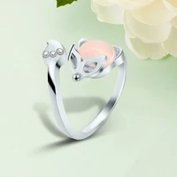fox gem opening rings crystal zircon agate fnger rings adjustable wedding anniversary engagement women ring gemstone jewelry