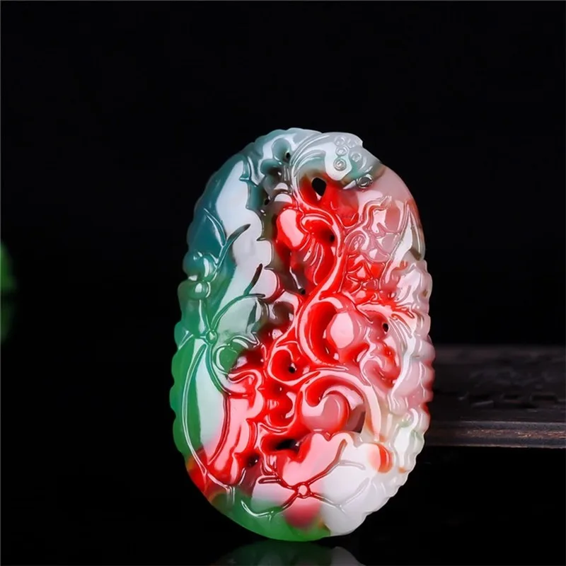 1 шт. кулон в виде рыбки лотоса нефрита китайское ожерелье Ювелирное Украшение с