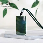 Уникальное ожерелье JD с подвеской из квадратного агата, 24 дюйма, цепочка на свитер, ювелирные изделия ручной работы с энергетическим зеленым камнем, 2021