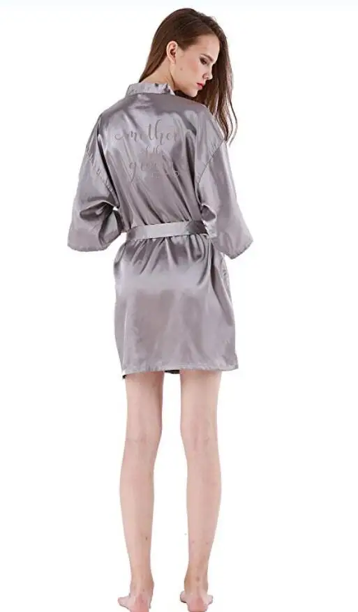 silver bride robe satin bridal getting ready wedding gift team bridesmaid sister in law mother groom kimono robes | Женская одежда