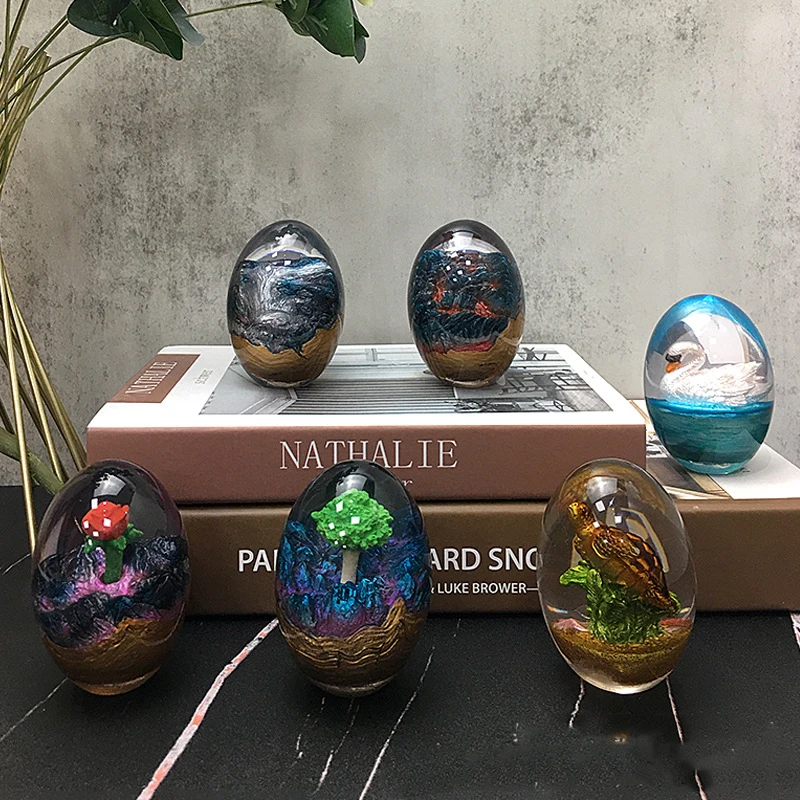 

Transparent Crystal Dinosaur Egg Creative Resin Crafts Desktop Ornament for Home Living Room Office Decoration HB88