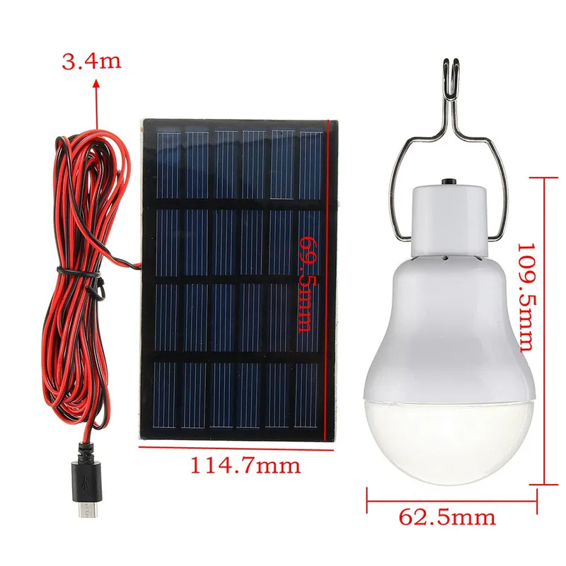 

Portable Solar Light 15W 110LM Solar Powered Energy Lamps 5V LED Bulb for Outdoors Camping Light Tent Lamp