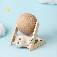 solid wooden cat scratching board simple post sisal cat scratcher ball pet training furniture protection pet supplies
