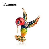 enamel bird brooch with crystal exquisite gold color colorful animal brooch metal alloy broche hat pendant women kids clips