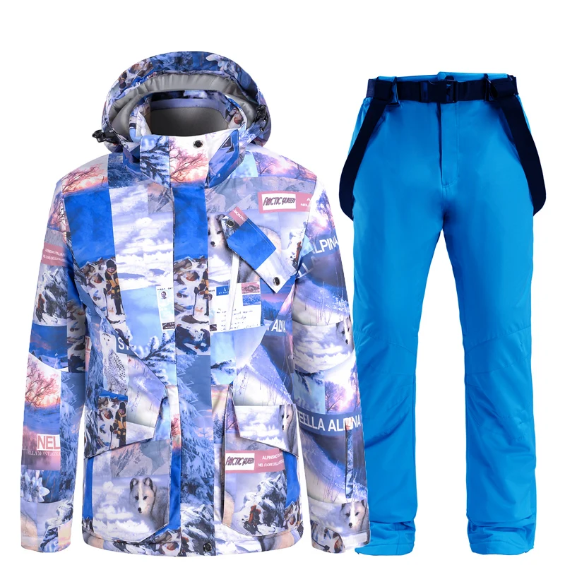 2022 New Winter Ski Set of Men's Windproof Waterproof Outdoor Sports  Snowboard Jacket + Warm Ski Pants Women's Costume