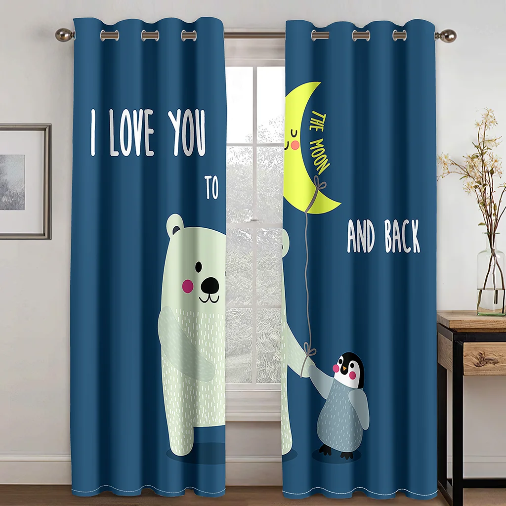Любовь Медведь Пингвин печать занавеска для гостиной спальни украшение дома