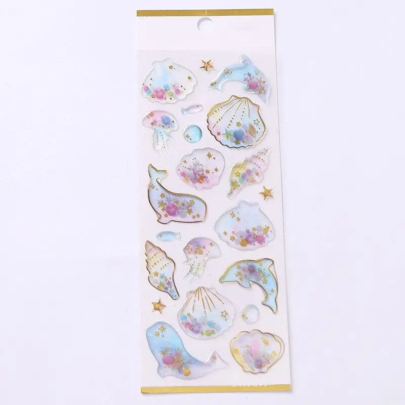 

Mini Transparent 3D PVC Crystal Candy Stickers Creative Animal Dolphin Decorative Stickers for Diary Album