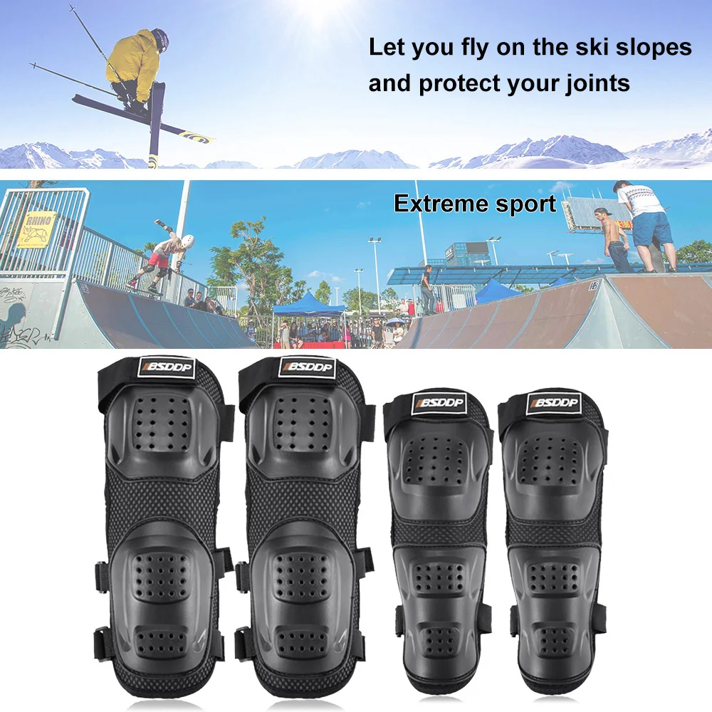 

4 Pcs KKnee Pads+Elbow Pads Motorcycle Protector Pads Breathable Waterproof Elastic Warm and anti-scratch Shin Guards Protector