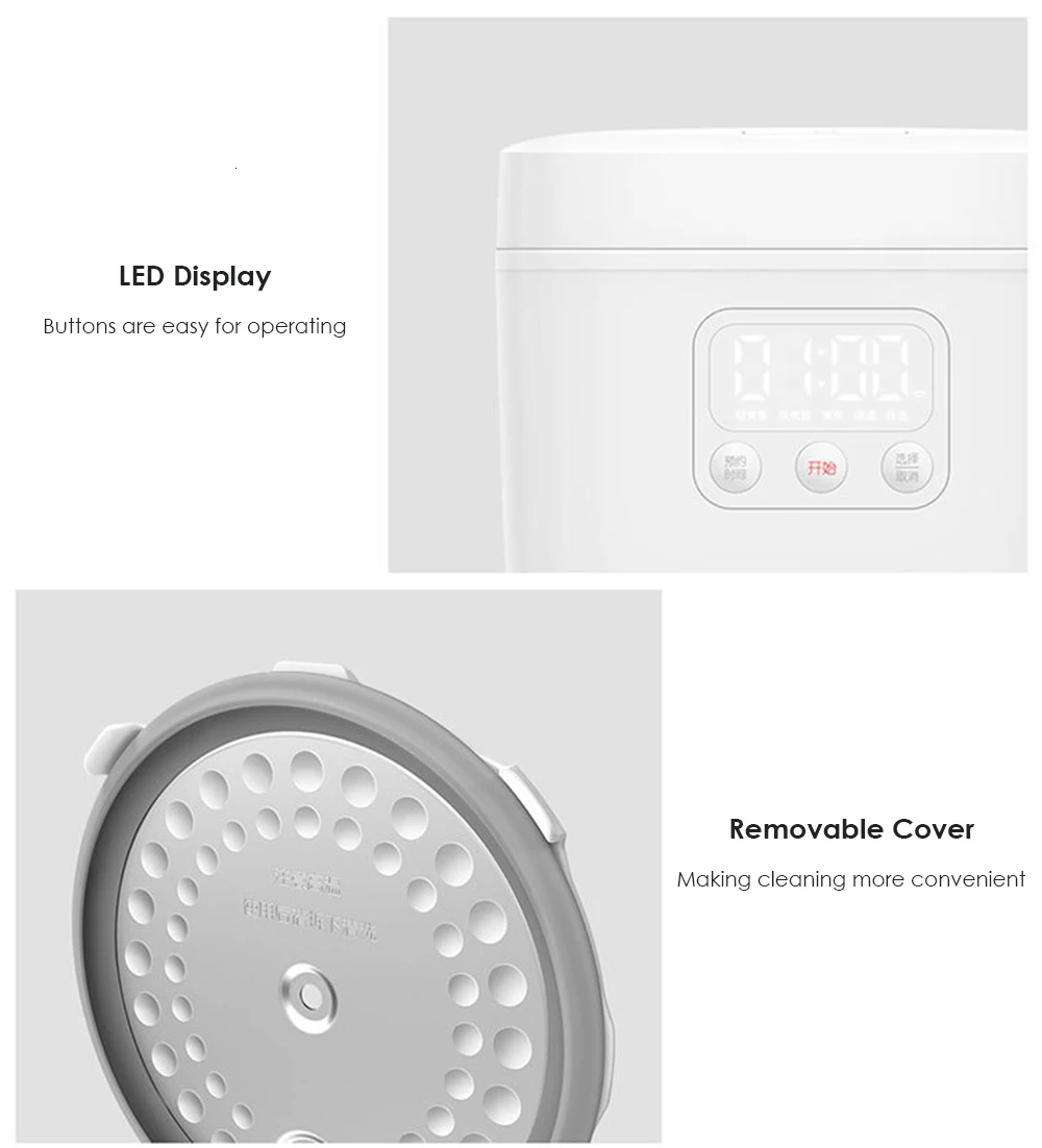 Xiaomi Mijia 1.6l электрическая рисоварка, кухонная мини-плита, маленькая рисоварка, интеллектуальное назначение, светодиодный дисплей