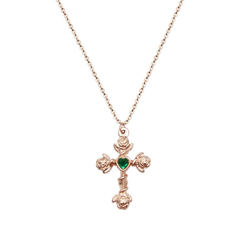 Женское винтажное ожерелье с подвеской в виде цветка розы из нержавеющей стали