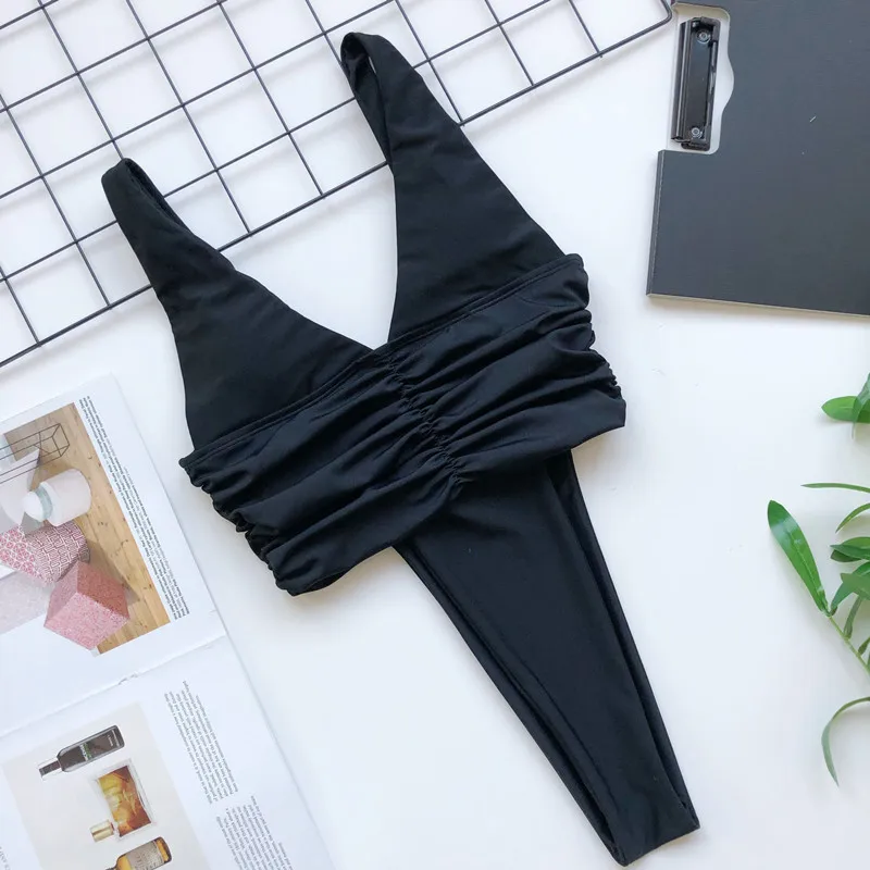 

Hollow Out Bodysuit one-piece Sexy Brazilian Swimwear Women High Cut one-piece Swimsuit Female Solid Monokini Yellow Bikini