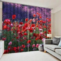 3d custom red flowers windows curtains thinthicken living room bedroom decorative kitchen curtains drapes treatments
