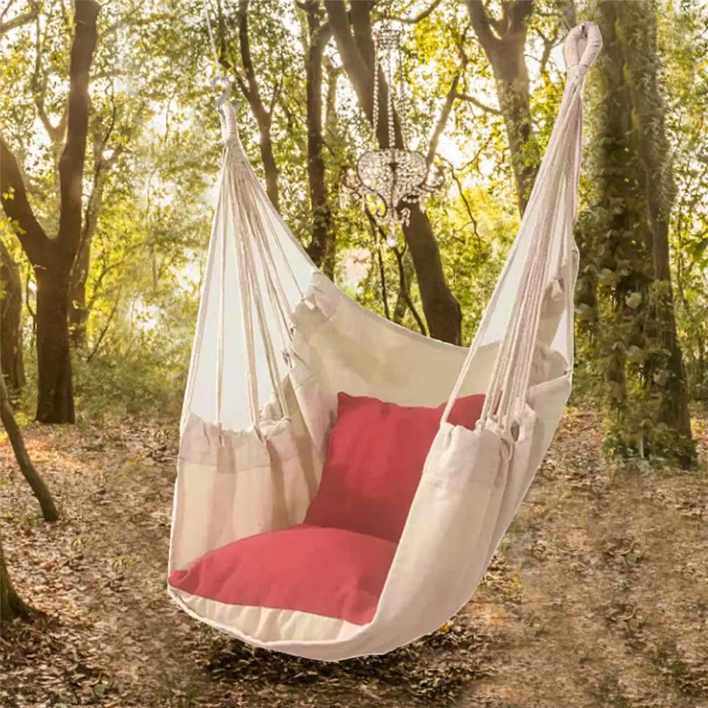Портативный подвесной гамак качели для путешествий кемпинга мягкое холщовое