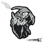 Сыновья Reaper серый черепа вышитые патчи на заднюю панель с полной защитой из Размеры мотоциклетные байкерские большой аппликация с кружевными вставками на 30 см в высоту, для Толстовка Куртка