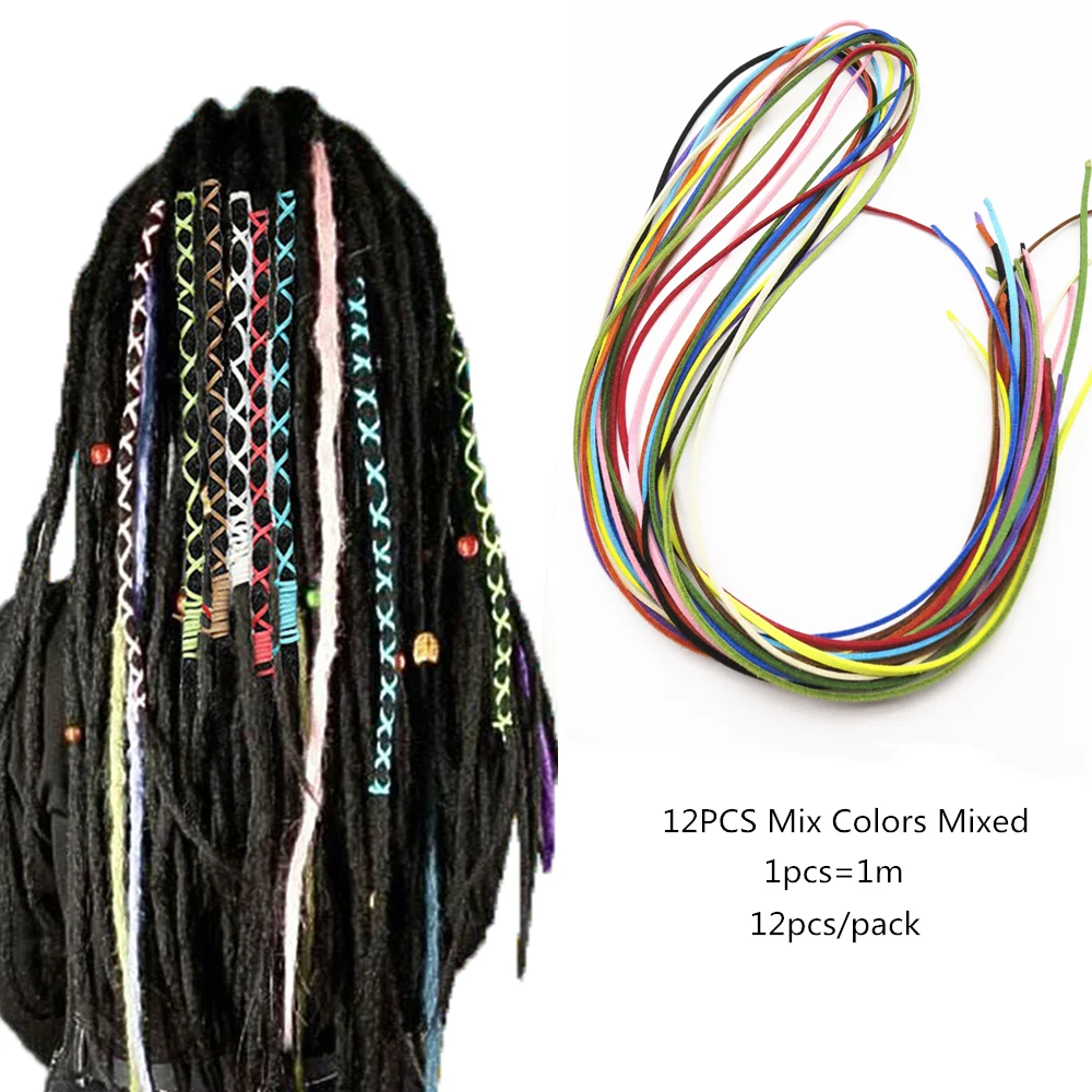 12 шт./упак. хип хоп цветные косички для волос Viking rasta Box dread dreadlock аксессуары женщин