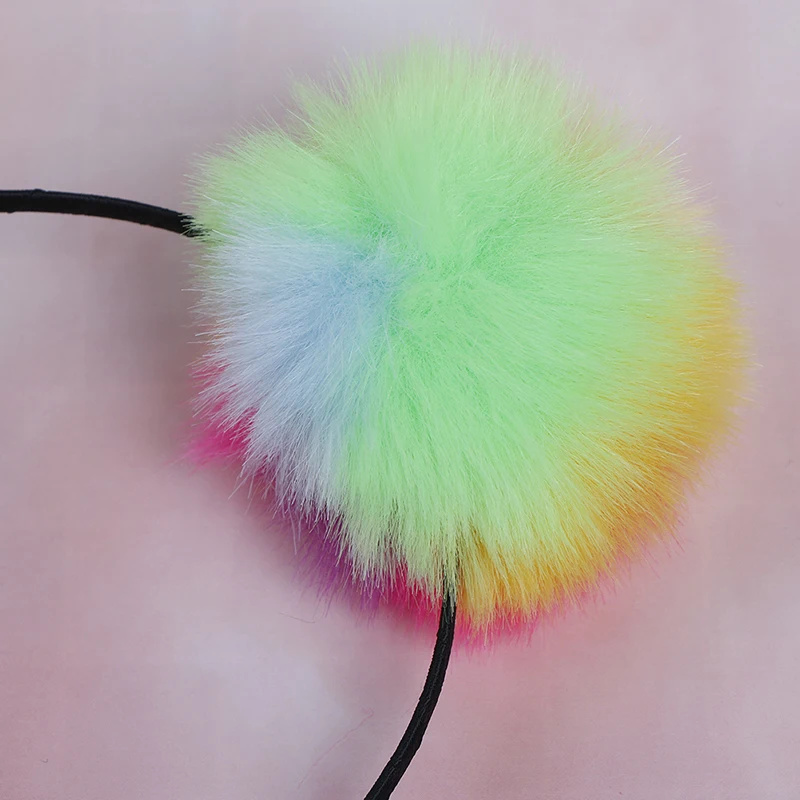 

Random Color Sweet Girls Cute Cat Ears Headband Big Rabbit Plush Ball Hair Hoop Multicolour Hairband For Kids Hair