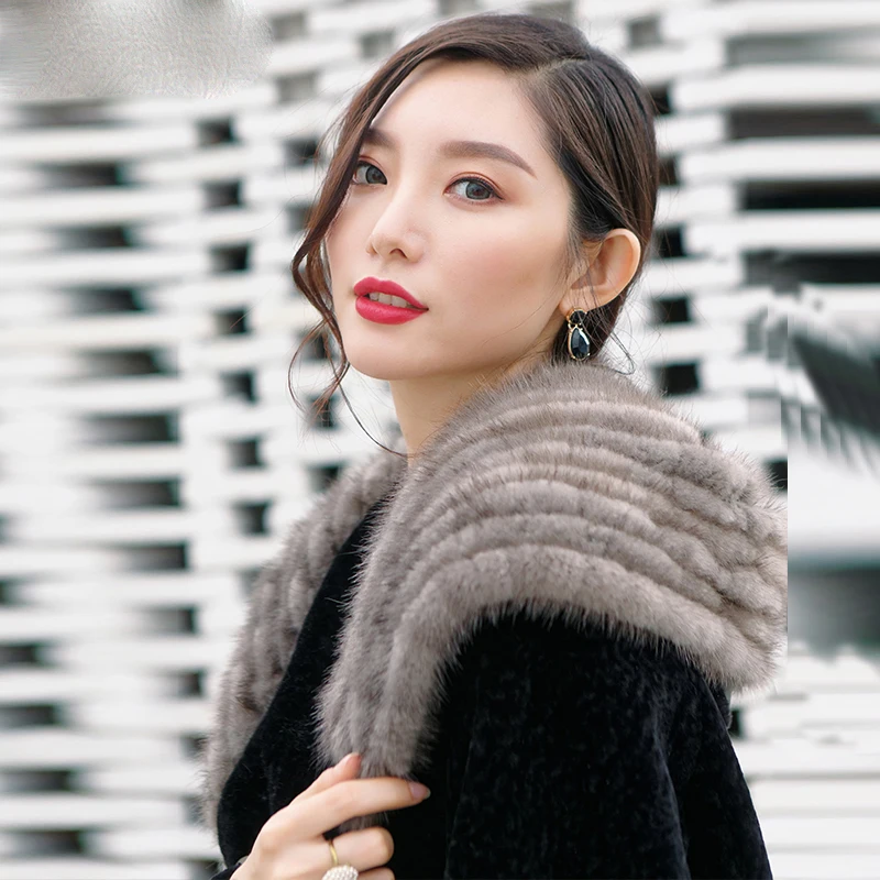 Зимняя женская куртка из натуральной овчины шерстяное пальто длинная с