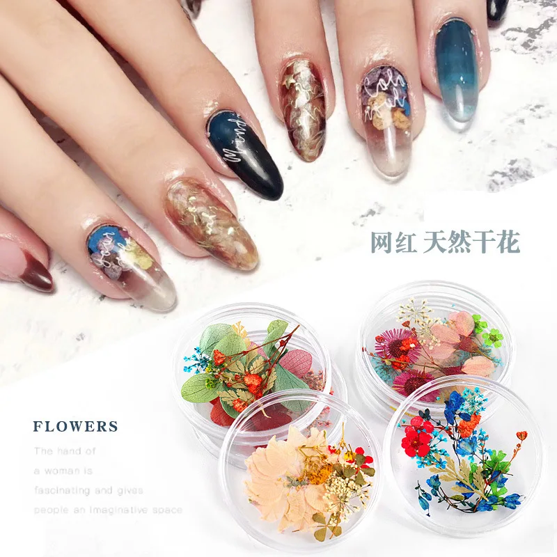 12 видов смешанные сушеные цветы украшения для дизайна ногтей Натуральные